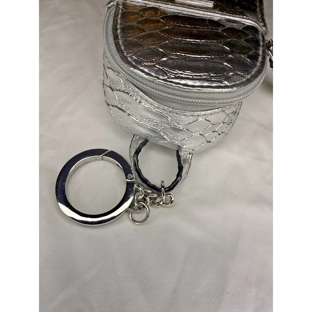 Victoria's Secret Metallic Silver Keychain‎ Coin Purse Bag